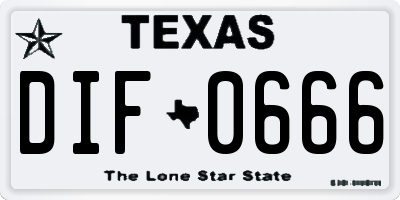TX license plate DIF0666