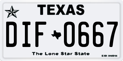 TX license plate DIF0667