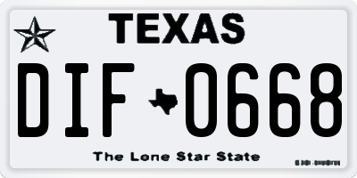 TX license plate DIF0668