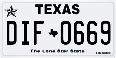 TX license plate DIF0669