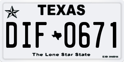TX license plate DIF0671