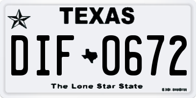 TX license plate DIF0672