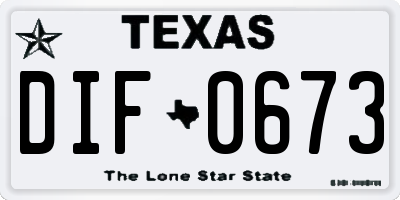 TX license plate DIF0673