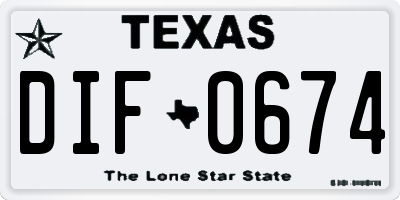TX license plate DIF0674