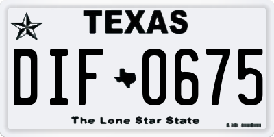 TX license plate DIF0675