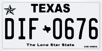 TX license plate DIF0676
