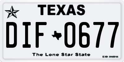 TX license plate DIF0677