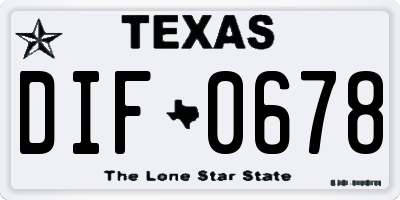 TX license plate DIF0678