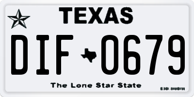 TX license plate DIF0679