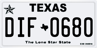 TX license plate DIF0680