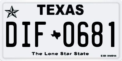 TX license plate DIF0681