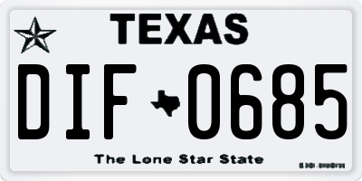 TX license plate DIF0685