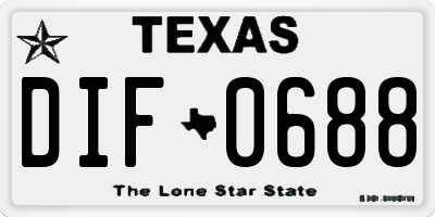 TX license plate DIF0688