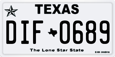 TX license plate DIF0689