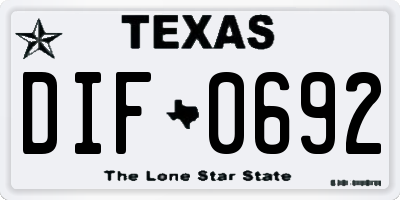 TX license plate DIF0692