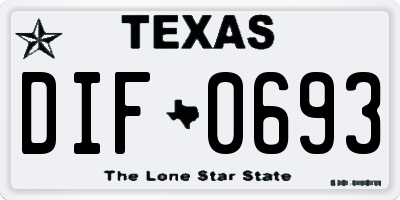 TX license plate DIF0693