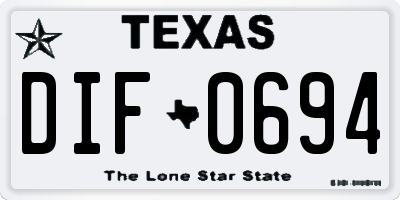TX license plate DIF0694