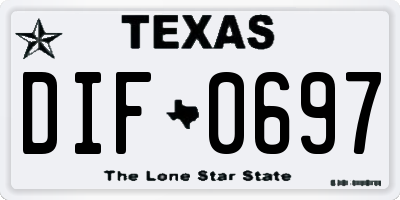 TX license plate DIF0697