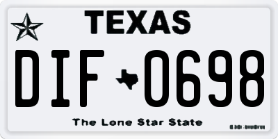TX license plate DIF0698