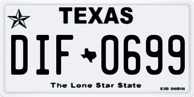 TX license plate DIF0699