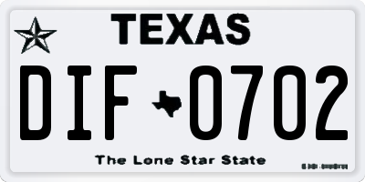 TX license plate DIF0702