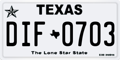 TX license plate DIF0703