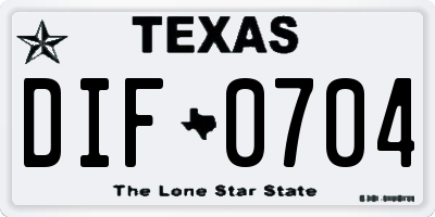 TX license plate DIF0704
