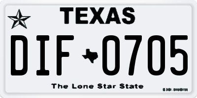 TX license plate DIF0705