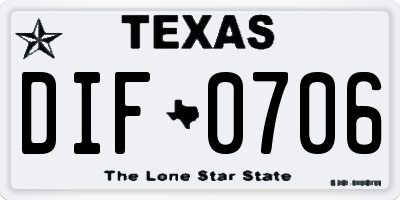 TX license plate DIF0706