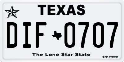 TX license plate DIF0707