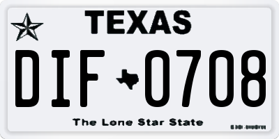 TX license plate DIF0708