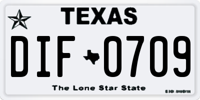 TX license plate DIF0709