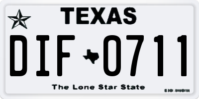 TX license plate DIF0711