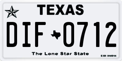 TX license plate DIF0712