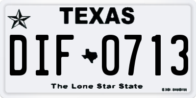 TX license plate DIF0713