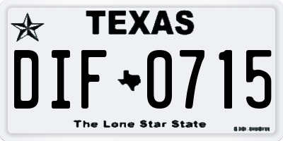TX license plate DIF0715