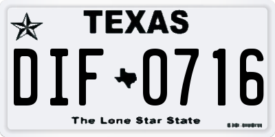 TX license plate DIF0716