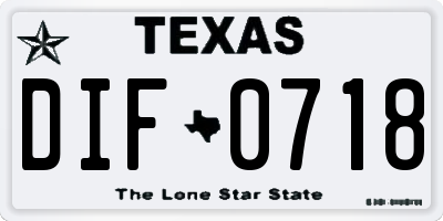TX license plate DIF0718