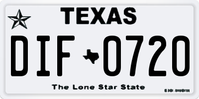 TX license plate DIF0720