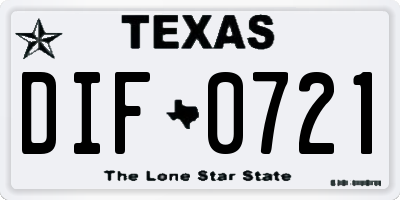 TX license plate DIF0721