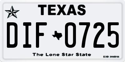 TX license plate DIF0725