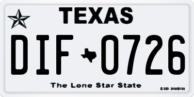 TX license plate DIF0726