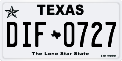 TX license plate DIF0727