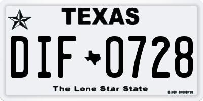 TX license plate DIF0728