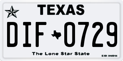 TX license plate DIF0729