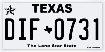 TX license plate DIF0731
