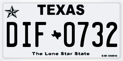 TX license plate DIF0732