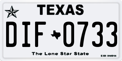 TX license plate DIF0733