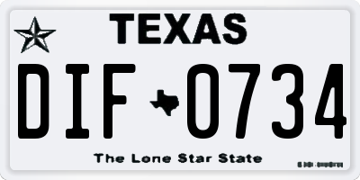 TX license plate DIF0734