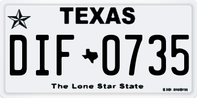 TX license plate DIF0735